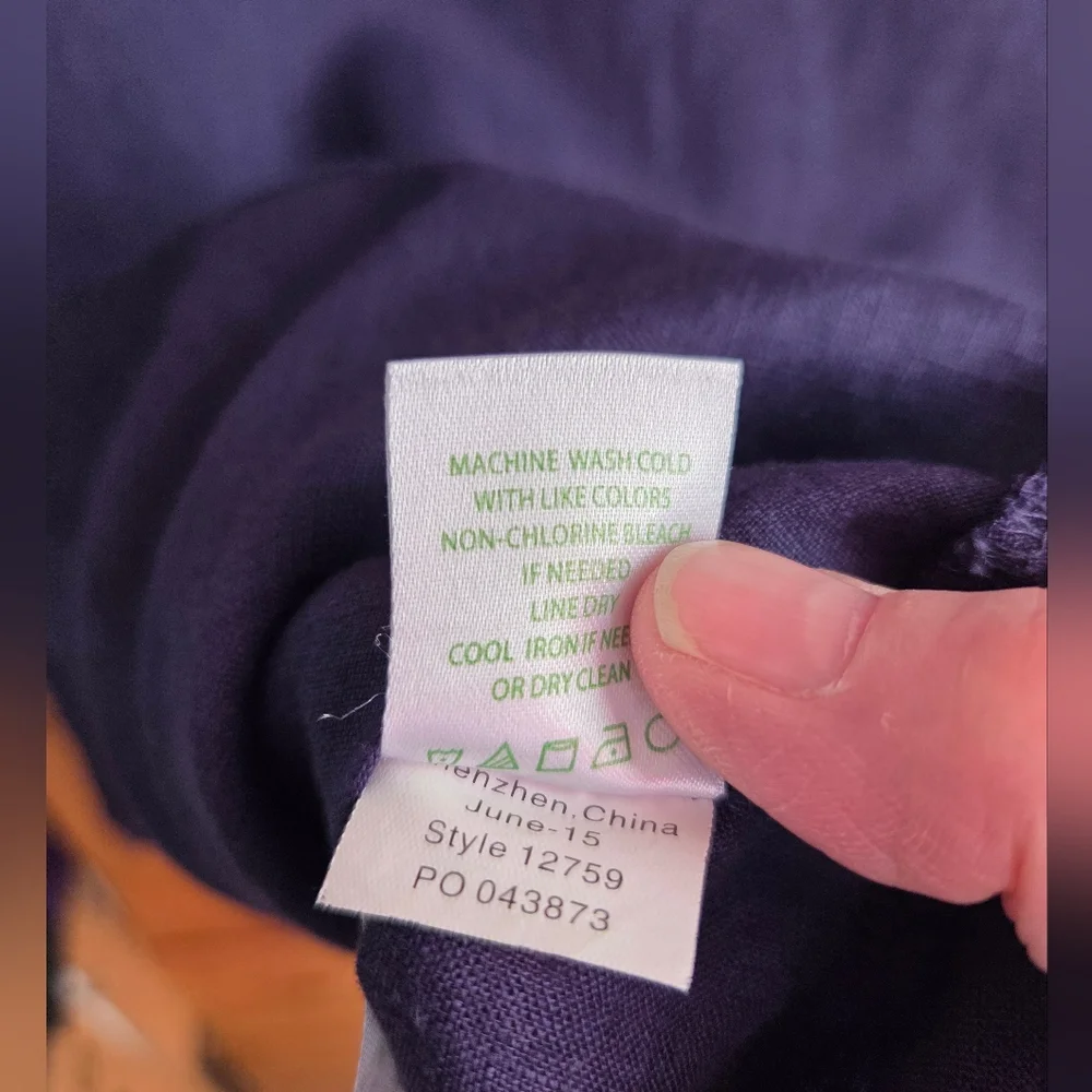 Lily Pulitzer Navy Blue Linen Tunic With Pink Embroidery Size Medium - Picture 7 of 8